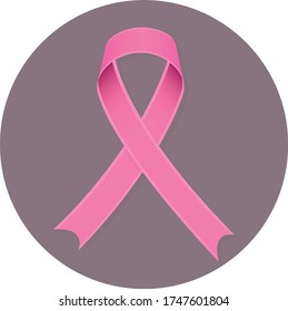 Realistic pink ribbon, breast cancer awareness symbol, vector illustration