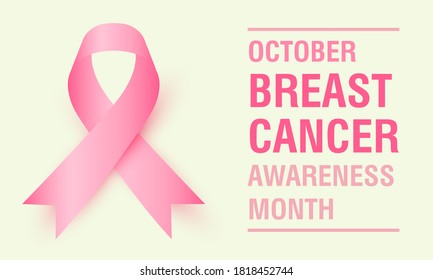 Realistic pink ribbon, breast cancer awareness symbol, vector illustration.