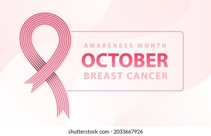 Realistic pink ribbon for Breast Cancer awareness month poster, banner and t-shirt background concept design. Vector illustration.