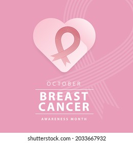 Realistic pink ribbon for Breast Cancer awareness month poster, banner and t-shirt background concept design. Vector illustration.