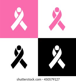 Realistic pink ribbon, breast cancer awareness symbol, isolated on white. Vector illustration, eps10.