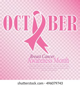 Realistic pink ribbon, breast cancer awareness symbol, vector illustration