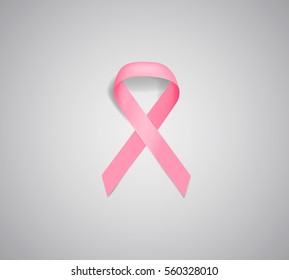 Realistic pink ribbon, breast cancer awareness symbol. Breast cancer awareness pink ribbon.