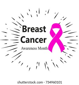 Realistic pink ribbon, breast cancer awareness symbol, vector illustration