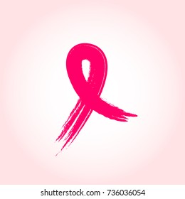 Realistic pink ribbon, breast cancer awareness symbol, vector illustration