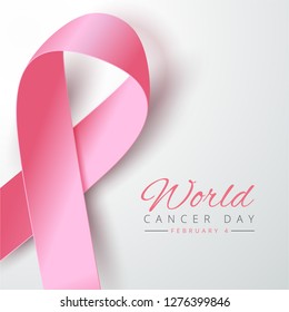 realistic pink ribbon for cancer day