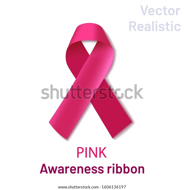 Realistic Pink Ribbon Folded Loop On Stock Vector (Royalty Free ...
