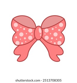 Realistic pink ribbon sticker isolated on white background. Baby shower design element for baby girl. Ribbon for gift box. Shiny ribbon. Vector illustration