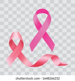 Realistic pink ribbon, vector illustration