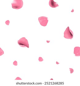 Realistic pink rose petals flying vector seamless vector