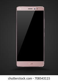 Realistic pink smartphones mockups. Stock vector illustration for printing advertising, web element, Game demo and application mockup.