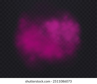 Realistic pink smoke or haze on a transparent background. Magic fog, vapor. Vector illustration.