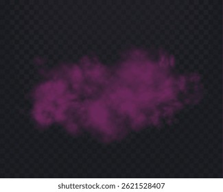 Realistische roze rook of waas op een transparante achtergrond. Magische mist, damp. Vectorillustratie.