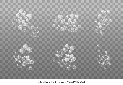 Realistic pink soap foam. Bubbles of soapy water. Design elements for washing powder, shampoo, skin cosmetics.
Isolated on a transparent background.