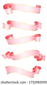 Cintas vectoriales rosadas realistas con banda brillante dorada para tu proyecto de diseño