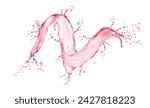 Realistic pink water tornado splash. Isolated 3d vector dazzling transparent wave gracefully swirling and splashing in vibrant rose hues, creating a mesmerizing dance of liquid elegance mid-air