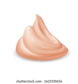 Realistic Pink Whipped Cream Isolated on White Background. Facial Creme, Gel or Body Lotion Skincare Icon. Illustration Ice Cream Product Swatch