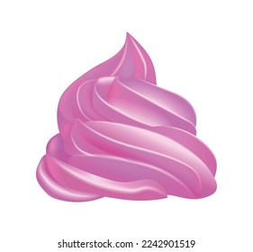 Realistic pink whipped cream swirl vector illustration