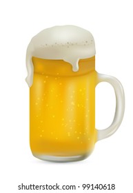 Realistic Pint of Beer Isolated on White
