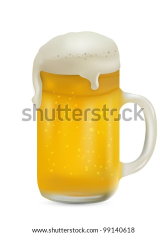 Realistic Pint of Beer Isolated on White