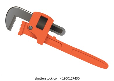 Realistic Pipe Wrench Vector Illustration