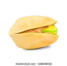 Realistic pistachio isolated on white background. Vector illustration. EPS10.