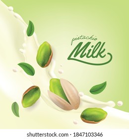 Realistic Pistachio Splash Vector Background Illustration