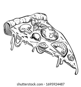 realistic pizza sketch, to be colored