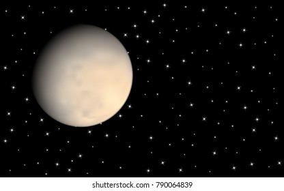 Realistic Planet. Beautiful Planet in Space. Starry Cosmos. Round Planet on the Black Background. Realistic Planet for Banner, Poster, Card, Web Design, Presentation, Wallpaper. Cosmos. Stars.