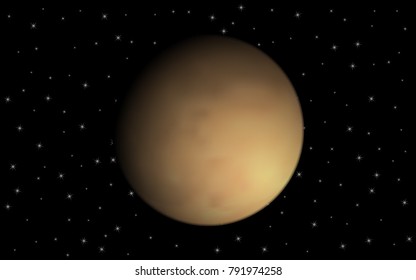 Realistic Planet. Beautiful Planet in Space. Starry Cosmos. Round Planet on the Black Background. Realistic Planet for Banner, Poster, Card, Web Design, Presentation, Wallpaper. Cosmos. Stars.