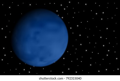 Realistic Planet. Beautiful Planet in Space. Starry Cosmos. Round Planet on the Black Background. Realistic Planet for Banner, Poster, Card, Web Design, Presentation, Wallpaper. Cosmos. Stars.