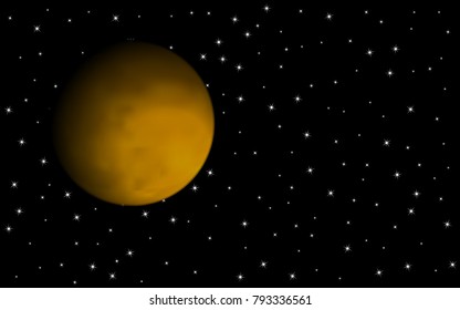 Realistic Planet. Beautiful Planet in Space. Starry Cosmos. Round Planet on the Black Background. Realistic Planet for Banner, Poster, Card, Web Design, Presentation, Wallpaper. Cosmos. Stars.