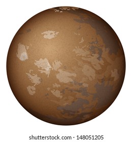 Realistic planet Mars isolated on white background. 