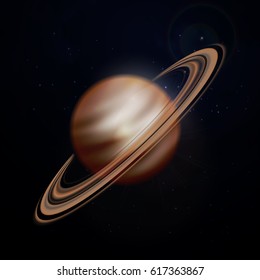 Realistic Planet Saturn. Eps10, Contains Transparencies Vector