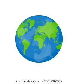Realistic planet world object on white background. Vector illustration.