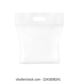 Realistic plastic bag with handle mockup. Vector illustration isolated on white background. Ready and simple to use for your design. EPS10.	