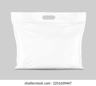 Realistic plastic bag with handle mockup. Vector illustration. Ready and simple to use for your design. EPS10.	