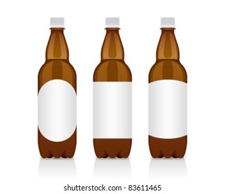 realistic plastic beer bottle with different labels