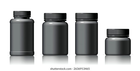 Realistic plastic bottle In black. Mock Up Template. Vector illustration