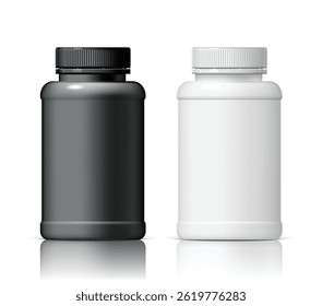 Realistic plastic bottle In black and white. Mock Up Template. Vector illustration