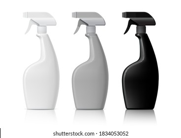 Realistic Plastic bottle can Spray Pistol. Object, shadow, and reflection on separate layers. Vector illustration