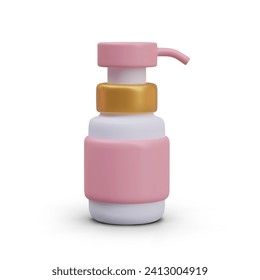 Realistic plastic bottle for cream of soap. Concept of cosmetic for body. White bottle with pump. Healthcare cosmetics product. Vector 3d illustration on white background