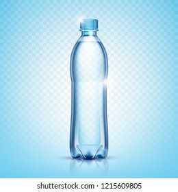 Realistic plastic bottle for water on a transparent background. Vector illustration