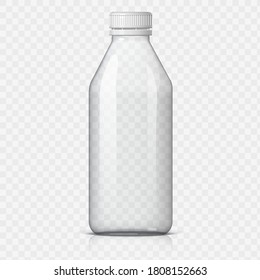 Realistic Plastic Bottle For Water On A Transparent Background. Vector Illustration