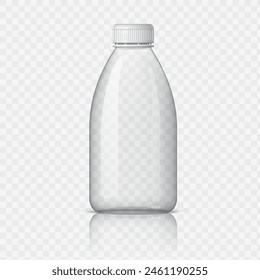 Realistische Plastikflasche für Wasser auf einem transparenten Hintergrund. Vektorillustration