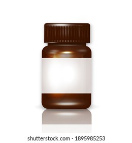 Realistic plastic brown bottle. Mock Up Template. Vector illustration