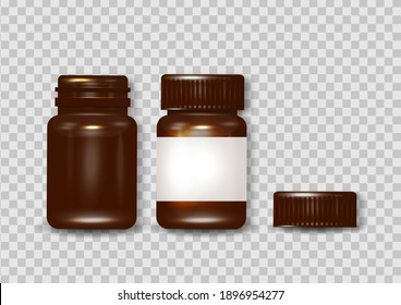 Realistic plastic brown bottle. Mock Up Template. Vector illustration