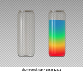 Realistic plastic cans. PET cans for coctails. Vector