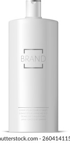 Realistic plastic container designed for body care products, featuring a generic brand logo. Ideal for displaying packaging designs in various marketing and advertising contexts