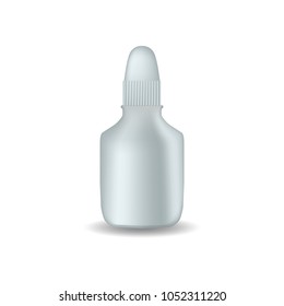 Realistic plastic container for fluid. Nasal spray for nose.